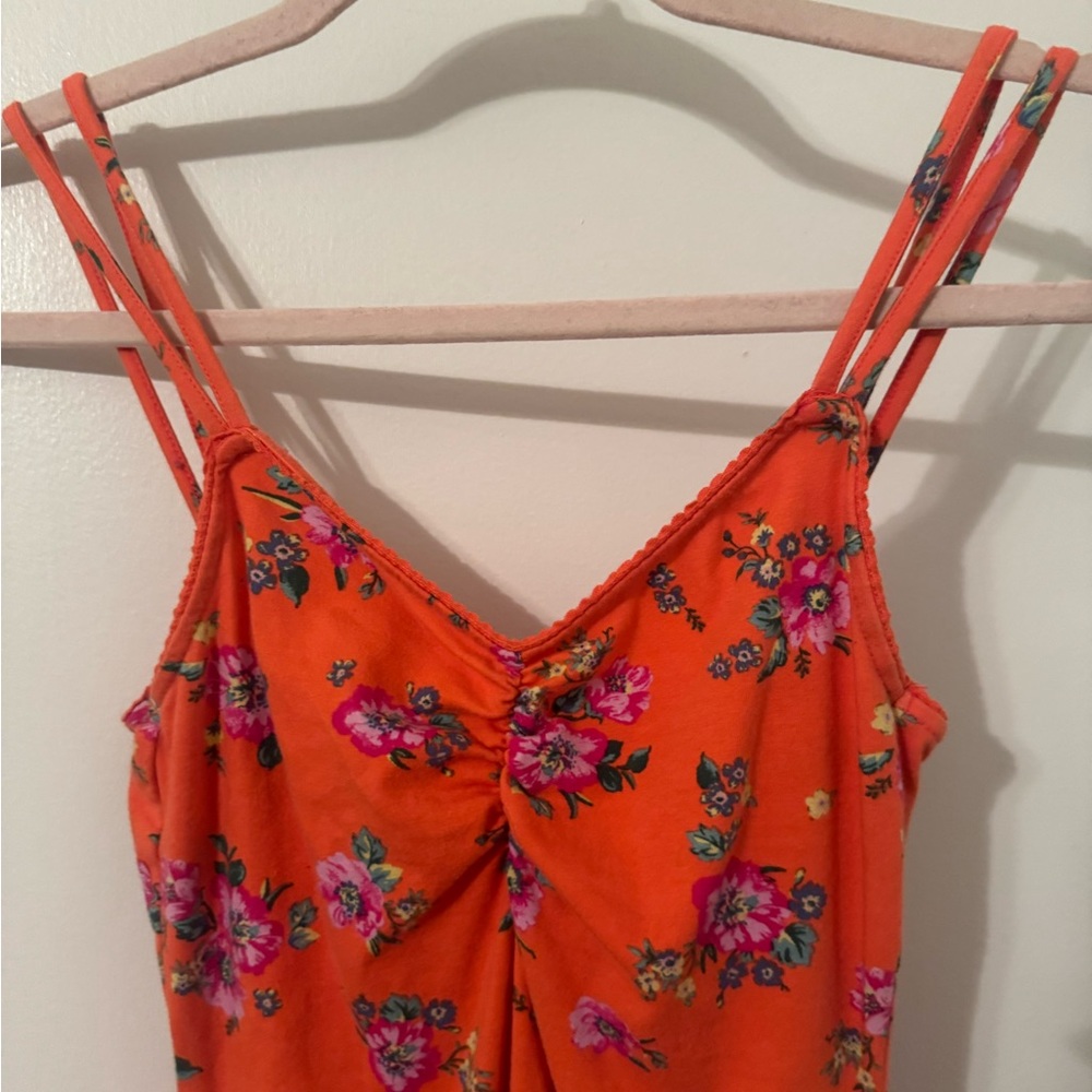 Urban Outfitters- Kimchi Blue Vibrant Orange and Pink Floral Mini Dress - Picture 4 of 6